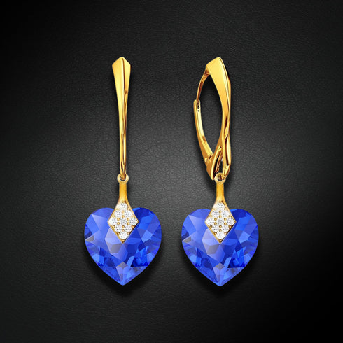 Sidabriniai auskarai "Mīļais Valentīns (Majestic Blue)" su Swarovski™ kristalais